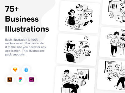 79 Hand Drawn Business Illustrations infographics