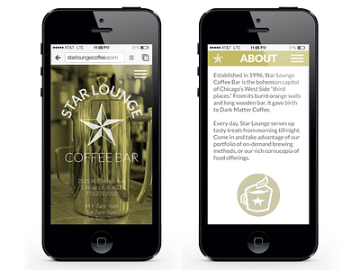Star Lounge Coffee Bar website coffee iphone mobile responsive web design website
