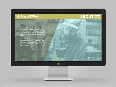 Star Lounge Coffee Bar website — about section coffee desktop imac responsive web design website