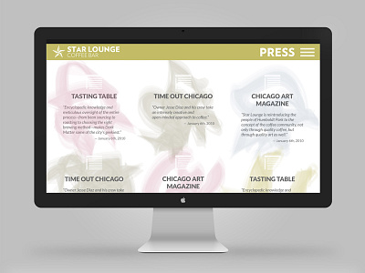 Star Lounge Coffee Bar website — press section