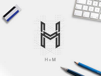 HM mark branding design fashion hm logo logoconcept logodesign logogram mark modern logo monogram monogram logo sketch vector