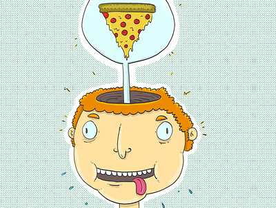 pizza thoughts cartoon comic doodle illustration pizza