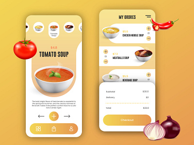 Soups App 3d animation app design graphic design motion graphics ui ui ux unique design ux