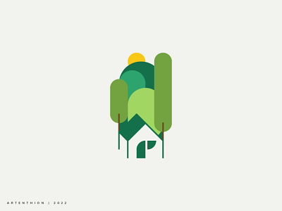 Forest House brand cabin cottage design elegant forest green house identity illustration jungle lodge logo modern monoline nature simple tree villa wood