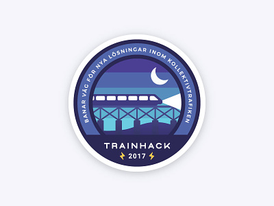 Hackathon logotype and badge badge blue emblem flat hackathon layer night print shades sticker train trainhack