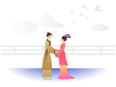 Chinese Valentine's Day design flat ui