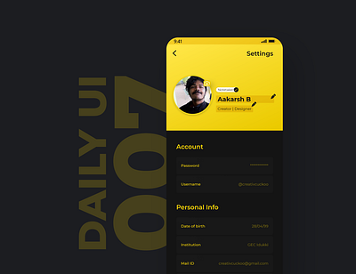 Settings Page app dailyui design flat typography ui ux