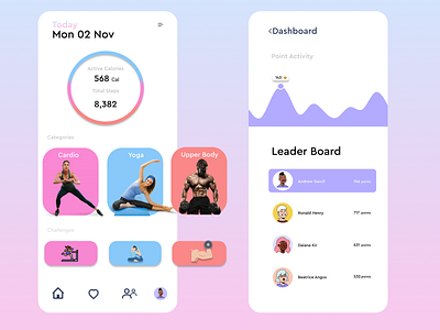 Workout App colorful fitness home uxdesign workout workout app