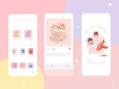 Cake App app cake cakes colorful delivery design food foodie happy birthday illustration minimal mobile pink restaurant sweet ux uxdesign