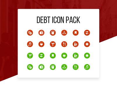 Micro icons for Debts Monitor App app borrow categories debt green icons infographic ios lent micro red ui