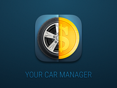 Icon for iOS app auto automobile car coin dollar gold icon ios money tire wheel