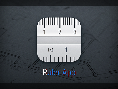 Icon for Ruler App centimeter grey icon inch ios measure metal ruler scale size