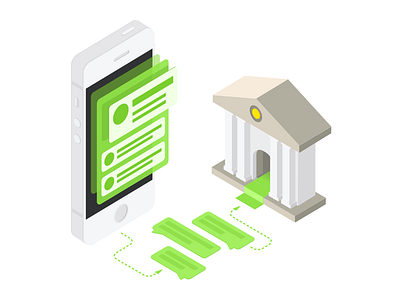 Mobile Bank app bank business chat green illustration iphone isometric isometry