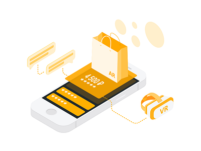 Mobile Shopping ar bag business chat illustration iphone isometric isometry orange price vr