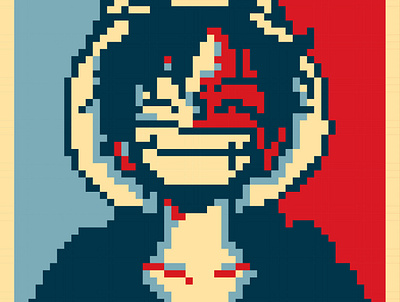 Portrait Monkey D. Luffy Hope Style illustration pixel pixel art pixelart portfolio portrait