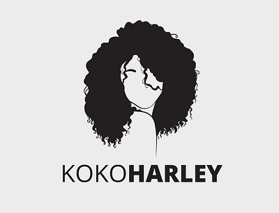 KOKOHARLEY Logo Design black branding business curl curly design hair logo minimal minimalist tiny typography