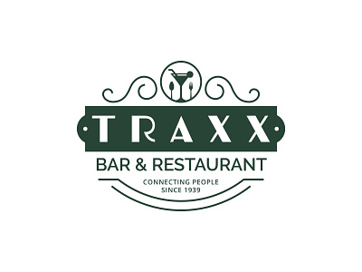 Traxx Bar & Restaurant Logo Design badge badge design bar branding business illustration minimalist restaurant retro typography