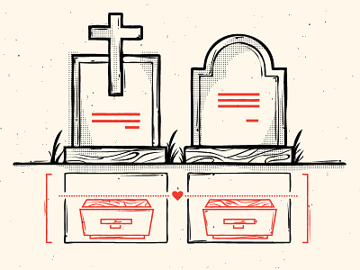 r.i.p cemetery coffin heart illustration