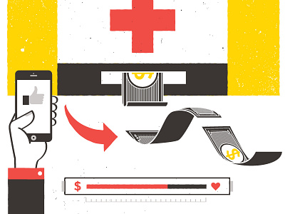 (facebook) likes don't save lives facebook help illustration iphone money