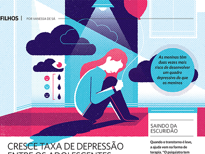 Saúde magazine depression girl illustration