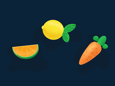 Fruit, lemons, oranges and carrots 图标 设计