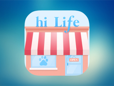 DU life icon app blue flat gui icon life open shop store ui