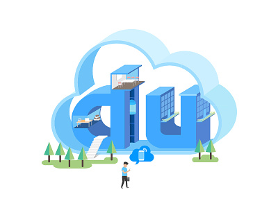Dulinker app baidu building cloud company graphic icon illustration info internet office