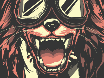 lions and moped things goggles illustration lion mouth vector