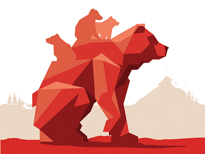 Mama Bear anger animal bear cubs geometric