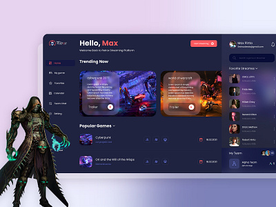 Exciting Games for Utmost Relaxation | Gaming Dashboard dashboard design game design web dashboard web design web template