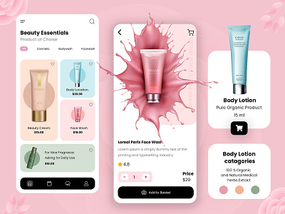 Cosmetic UI for Unmatched Beauty app app design cosmetic mockup cosmetic ui design ui ux ui design