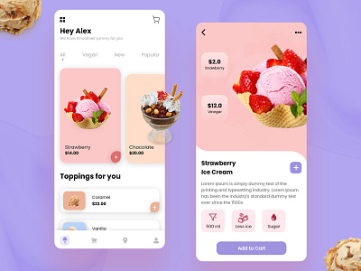 Ice Cream Mobile App Design for a Joyous Meal Experience