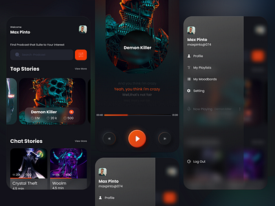 Superb👌 UIs for an Unparalleled Podcast📱 App app card clean design live streaming minimal minimalist mobile music app player podcast podcasting podcasts product product design sport spotify streaming app ui ux