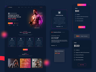 Fabulous😍 Page Layouts for Fitness App🔩 bodybuilding coach ecommerce fitness fitness club gym health homepage illustration landing page lifestyle mockup training typography ui ux web design website weightloss workout