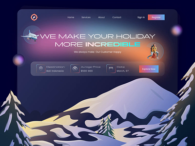 Travelling✈️ Landing Page UI😊 app appdesign booking christmas hero hotel hotel booking hotelapp illustration landingpage mountains solo travel travel travel dairies travelling travelling fun ui webdesign website winter