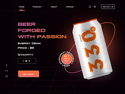 Beer🍺 Landing Page💻 afterglow beer beer art beer can brand identity branding clean design hops illustration illustrations landing landing page logo minimal orange 330 ui uiux web layout website