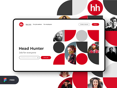 Head Hunter | Freebie Figma Template figma figma free figma freebie figma template free free template freebies geometric web head hunter ui design free ui ux free web design web design free web ui welcome screen