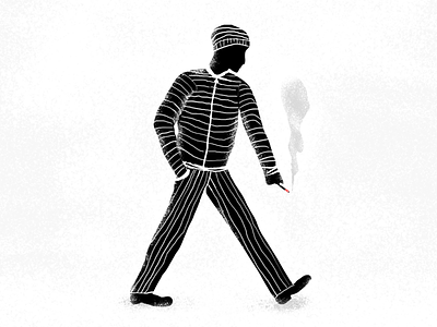 Mobster cigarette flat design illustration walking