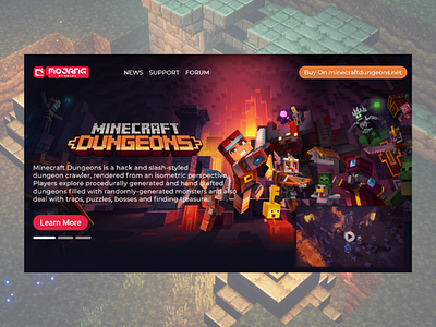 LandingPage MINECRAFT DUNGEONS app branding design dungeon flat graphic design illustration illustrator minecraft minecraft dungeons ui ui design ux ui ux design mobile apps ui ux design ui ux design ux web website