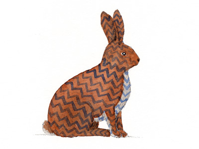 Zig Zag Rabbit drawing pattern rabbit watercolour zig zag