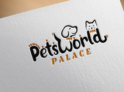 PETS WORLD business logo flat logo logo design minimalist logo