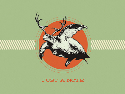 Just a Note antlers note card random turtle