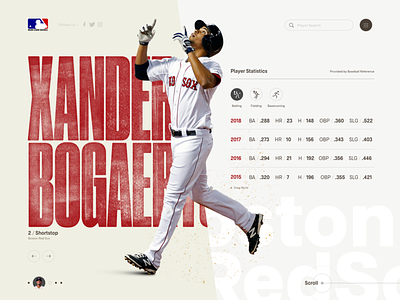 Boston Redsox Xander Bogaerts baseball design web web deisgn