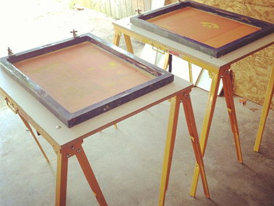 Print Stations mobile printing sawhorse screenprinting