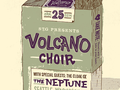 Volcano Choir Gig Poster cigarettes gigposter logs pine screenprint volcano choir