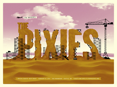 Pixies Poster - Finished Art beach construction illustration ocean pixies plane poster print sand scaffolding shore typography
