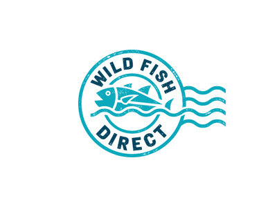 Fish Postage catch distribution fish logo postage shipping stamp waves wild wild fish direct