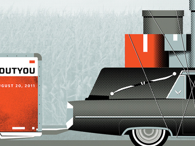 you can't take it with you boxes halftone hearse illustration uhaul