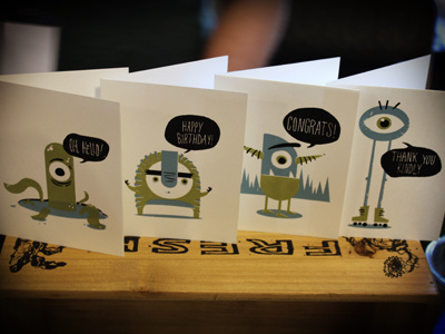 Monster Greetings monsters hello happy birthday congrats thanks cards stationery indie craft parade idp for sale