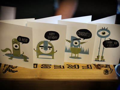 Monster Greetings cards congrats for sale happy birthday hello idp indie craft parade monsters stationery thanks